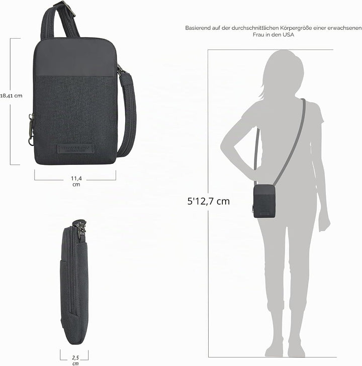Travelon Unisex-Adult Mini Diebstahlschutz Umhängetasche Grau, Grau