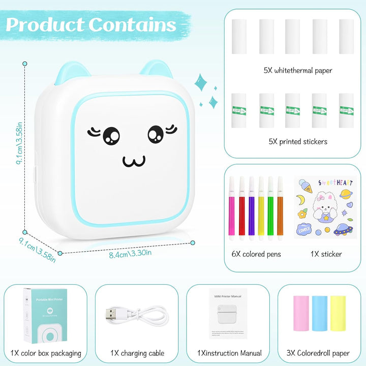 Mini Drucker, Mobiler Fotodrucker, Tragbarer Mini Fotodrucker, Bluetooth Pocket Printer, Inkless The