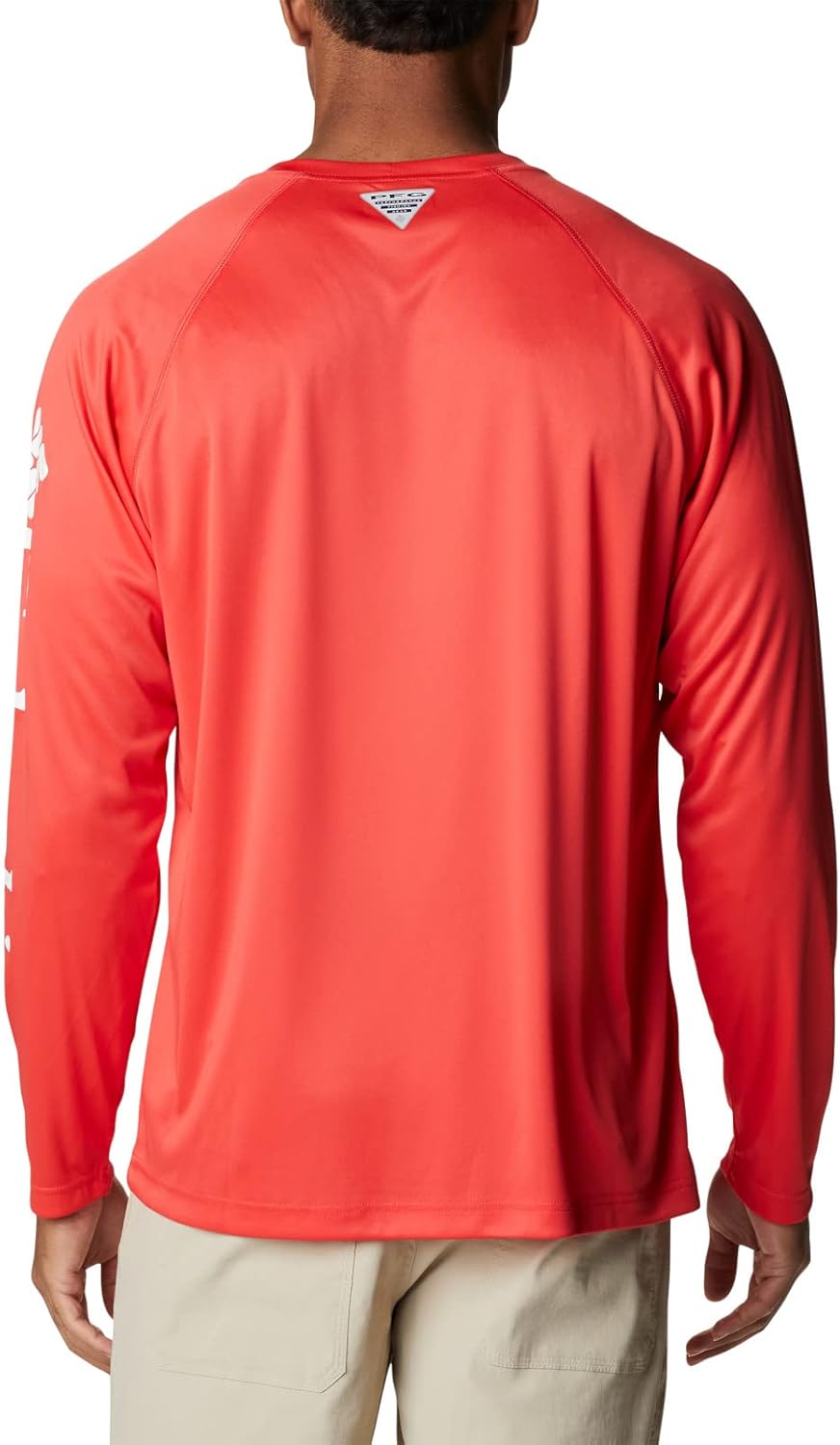 Columbia Terminal Tackle Langarmhemd für Herren Roter Hibiskus/Weisses Logo S, Roter Hibiskus/Wei&#x