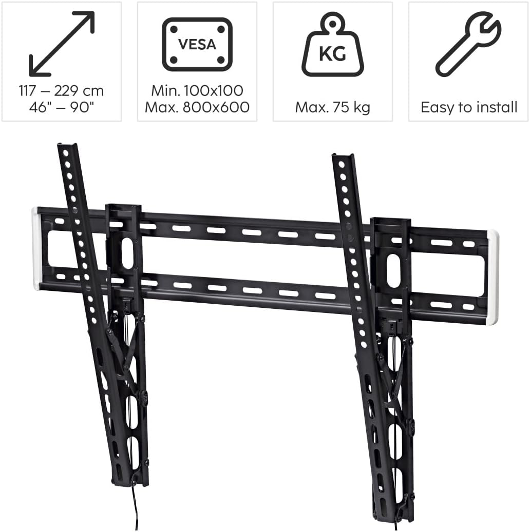 Hama TV Wandhalterung, neigbar (TV Wandhalterung 46-100 Zoll, VESA 100x100 bis VESA 800x600, bis 75