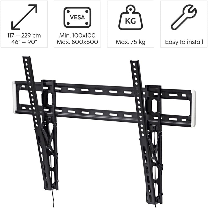Hama TV Wandhalterung, neigbar (TV Wandhalterung 46-100 Zoll, VESA 100x100 bis VESA 800x600, bis 75