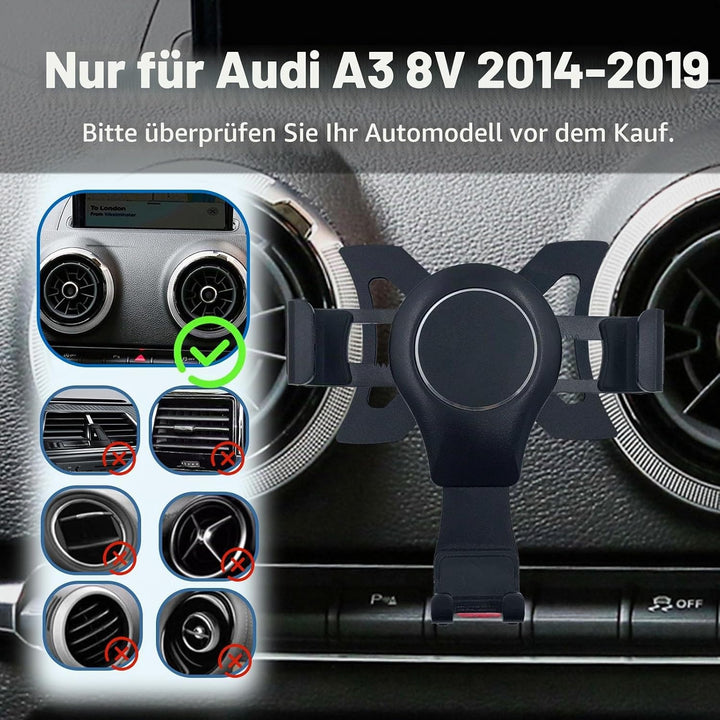 Handy KFZ Halterungen für Audi A3 8V 2014–2019, Handyhalterung Gravity Auto Lock Stabil Ohne Jitter
