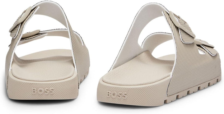 BOSS Herren Surfley Sand Sandalen mit zwei Riemen und strukturiertem Obermaterial Grösse 35 EU Light