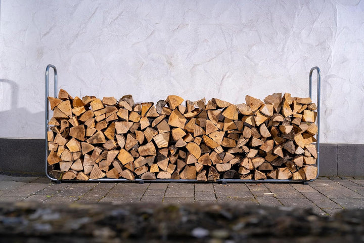 wolfcraft Stapelhilfe für Brennholz 5122000 / Verstellbare Kaminholzaufbewahrung für den Aussenberei
