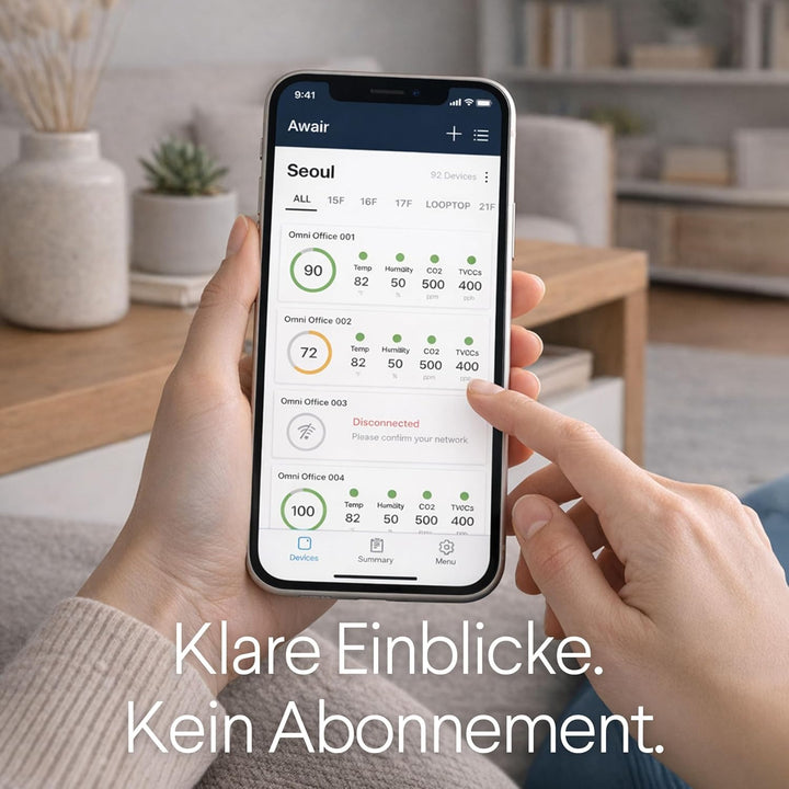 AWAIR - Luftqualität Messgerät - Innovatives CO2 Messgerät (Kohlendioxid Melder) - Monitor für Tempe