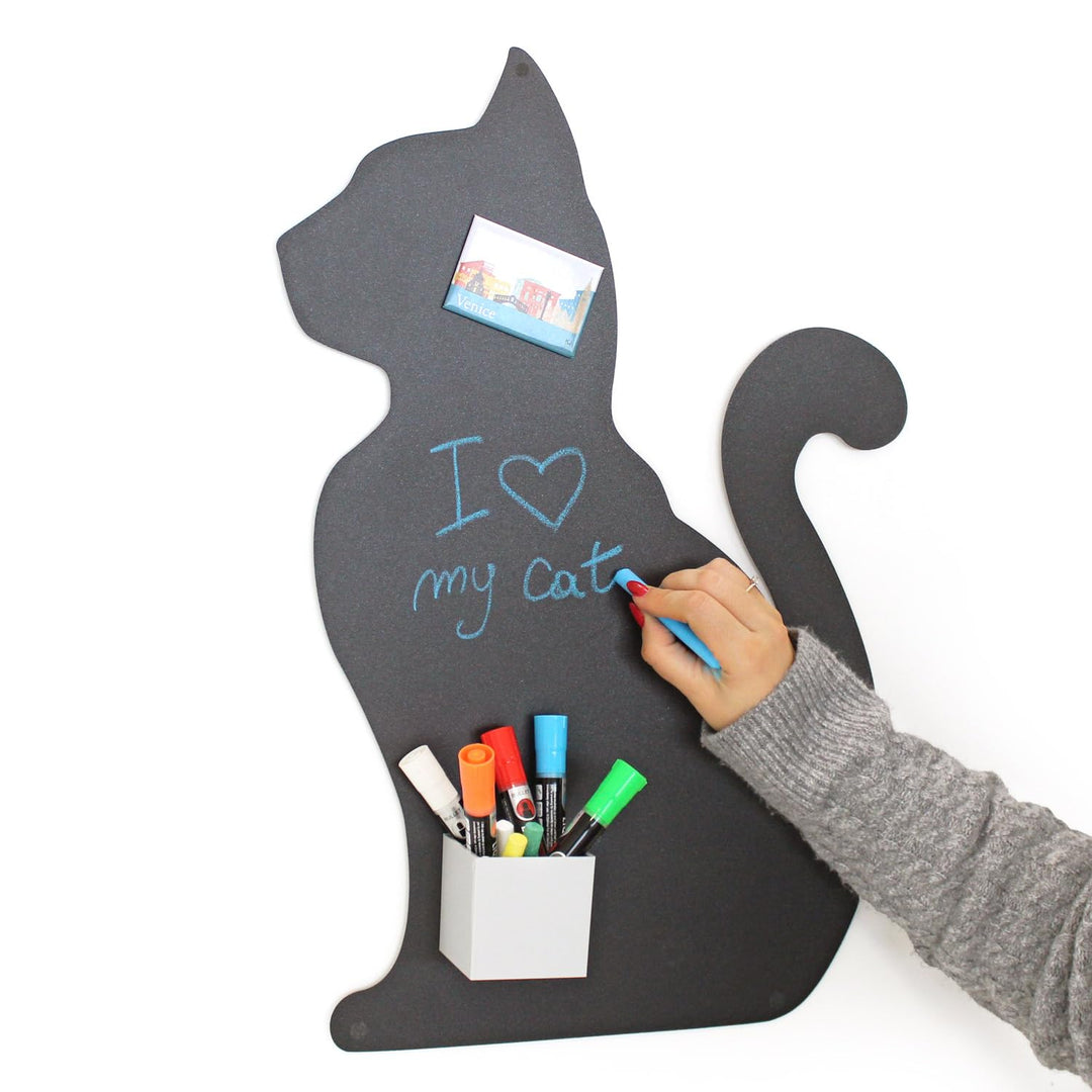 Kalamitica Katze-Design magnetische Kreidetafel aus Stahl. Grösse 56x38x0,12cm. Farbe: Anthrazit., K