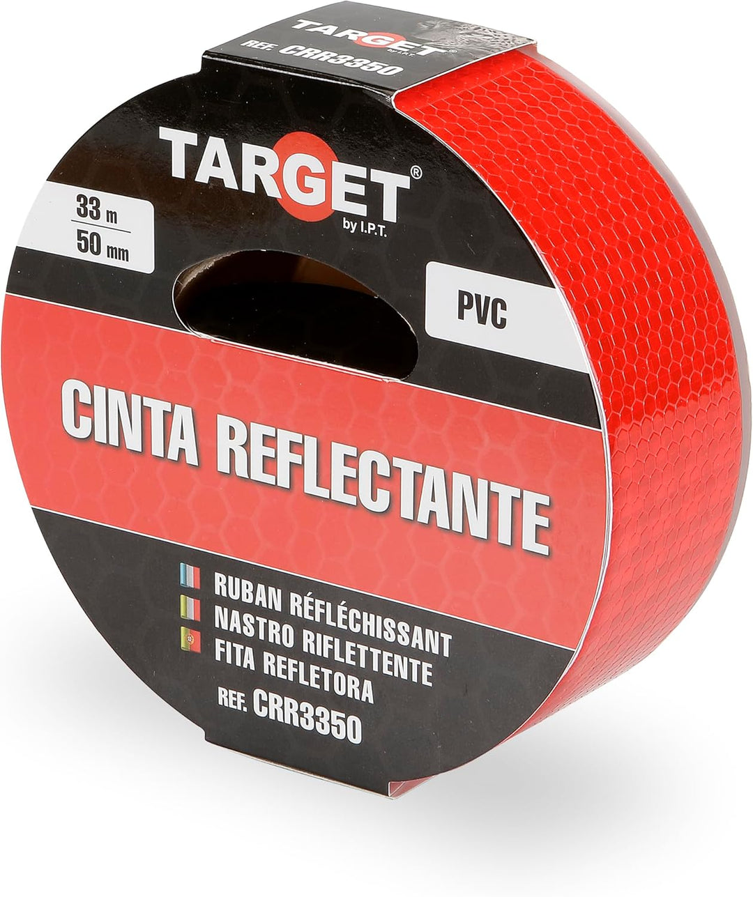 TARGET CRR3350 - Reflektierendes Klebeband - Rot 33 Meter x 50 Millimeter - Selbstklebend - Warnung