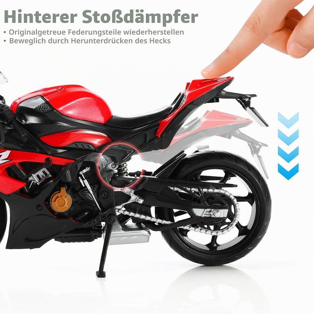 Risopen 1/12 BWM S1000RR Motorrad Modell Spielzeug Mini Legierung Metall Diecast Motorrad Modell Wei
