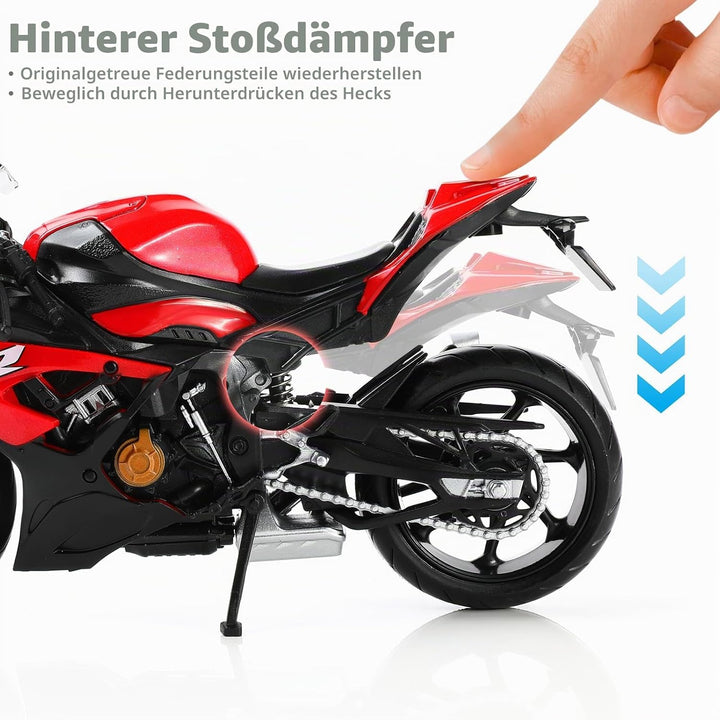 Risopen 1/12 BWM S1000RR Motorrad Modell Spielzeug Mini Legierung Metall Diecast Motorrad Modell Wei