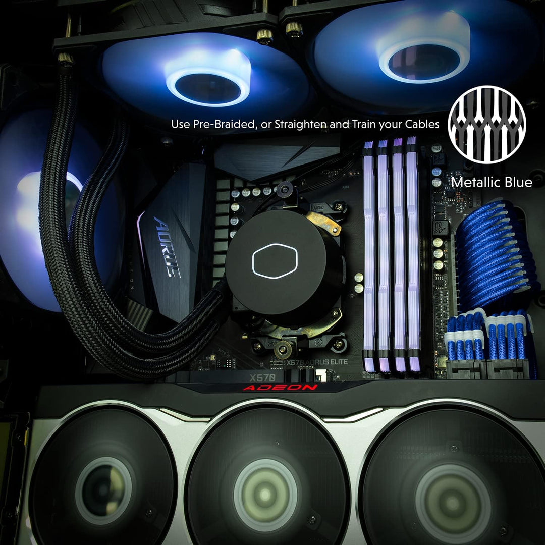 LINKUP - 30cm PSU Kabelverlängerung Ummantelt GPU Nach Mass PC Stromversorgung mit Kamm-Kit┃1x 24 P
