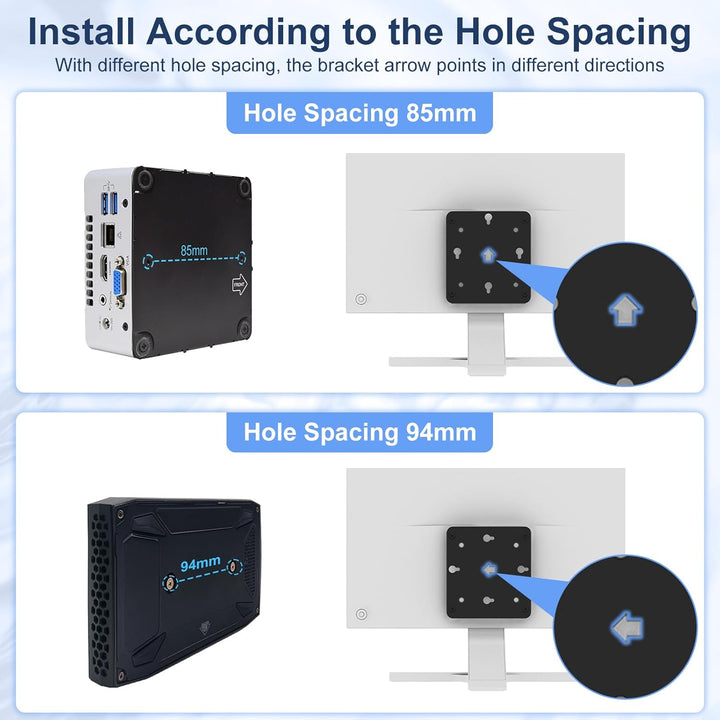 2-Packungen Adapterplatte Kompatibel mit Intel NUC Gen 13 12 11 10 8 7 6 5 Wand Schreibtisch und Mon