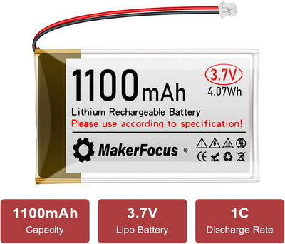 4 Stück 3,7V 1100mAh Lithium Batterie 1S 1C LiPo Akku mit Schutzplatine, Isolierband und Micro JST 1