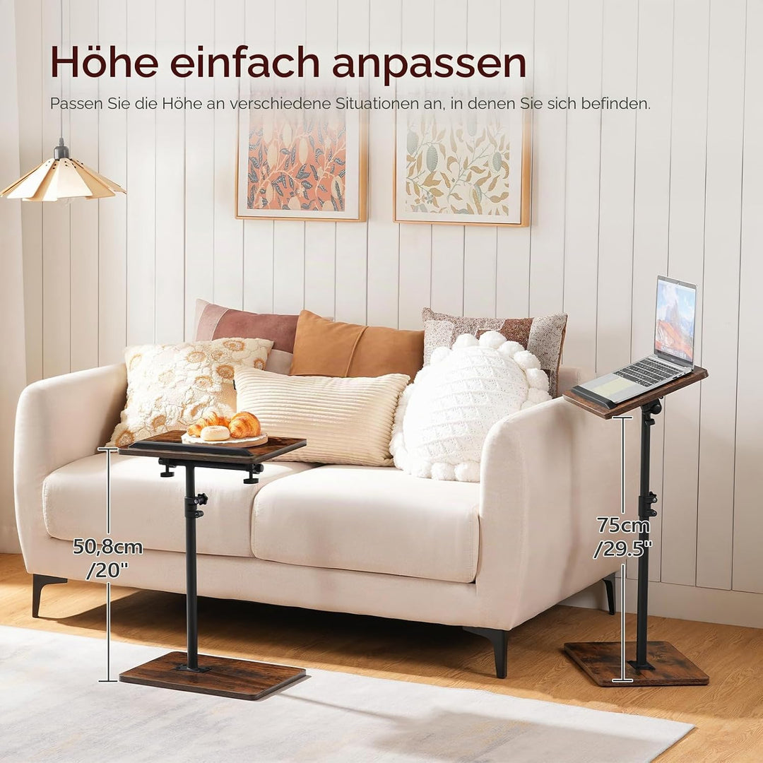 360° Drehbarer Beistelltisch, C-Form, Wohnzimmertisch mit Einstellbarer Höhe von 50,8-75 cm, Nachtti