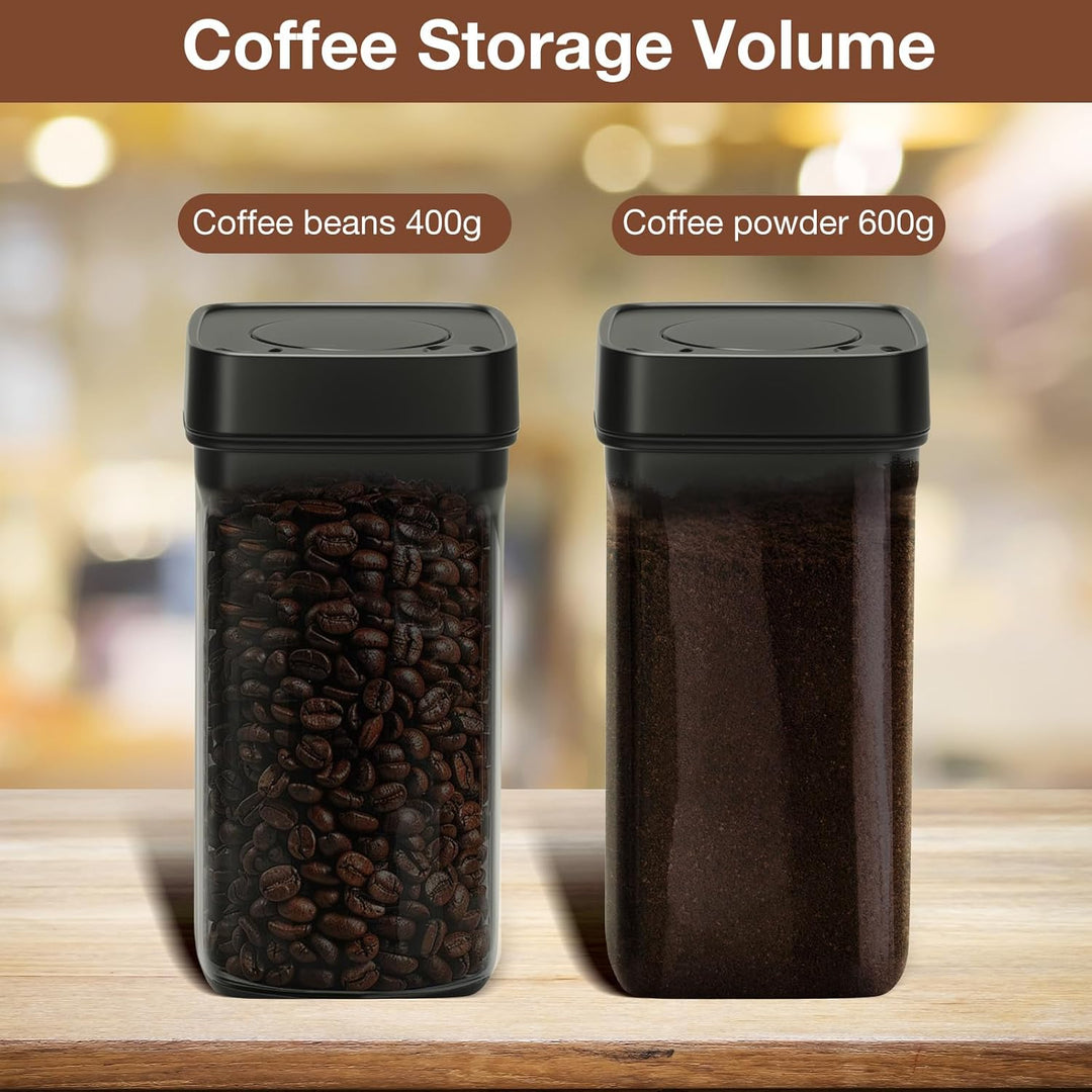 AiQInu Vakuum Kaffeedose mit Vakuumpumpe, 1.2L Edelstahl Behälter für Kaffeebohnen, Gemahlenen Kaffe