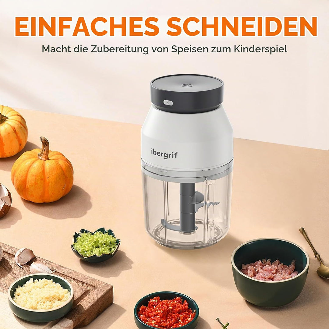 Ibergrif M503 Multizerkleinerer Elektrisch,Zerkleinerer Elektrisch 400ml, USB-Aufladung, Portabilitä