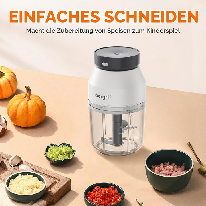 Ibergrif M503 Multizerkleinerer Elektrisch,Zerkleinerer Elektrisch 400ml, USB-Aufladung, Portabilitä