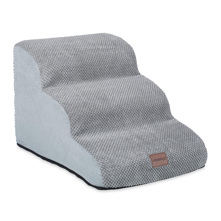 Relaxdays Hundetreppe 3 Stufen, für Hunde & Katzen, HBT: 33 x 41 x 54 cm, weiche Haustiertreppe, Bet