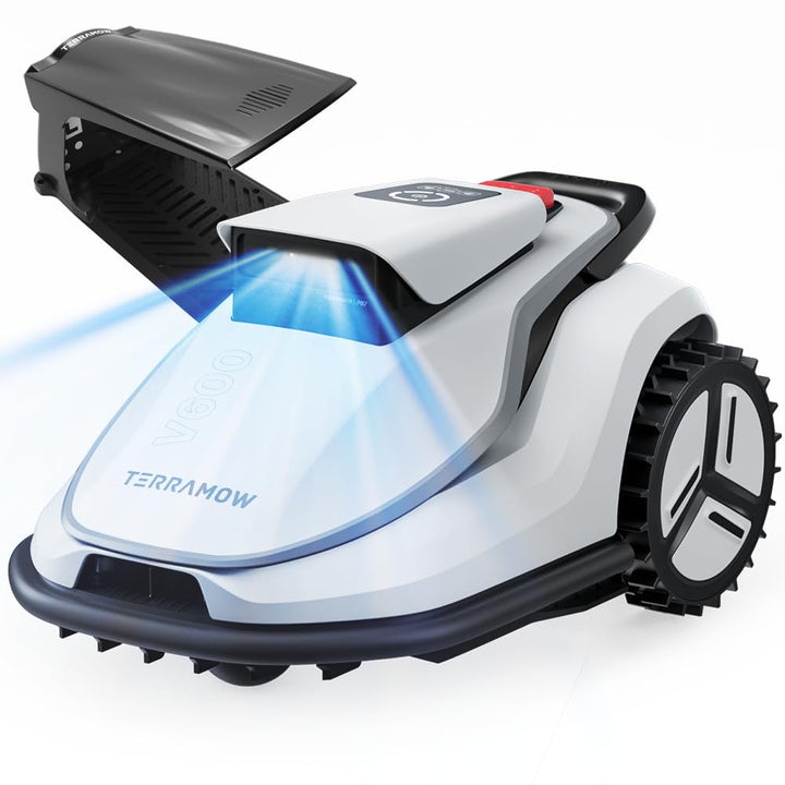 TerraMow V600 Mähroboter ohne Begrenzungskabel mit Garage, Tri-AI Vision-Technologie ohne Kabel-/RTK