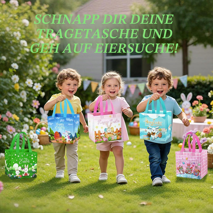 DECHISY 24 Stück Geschenktüten Ostern mit Griff, 21 x 15 x 20 cm, Kleine Wiederverwendbare Osterkorb