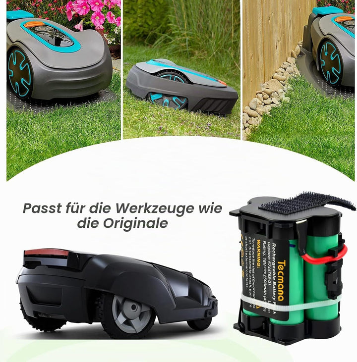 2X Tecmana 2.5Ah 18V Ersatzakku Kompatibel mit Gardena Mähroboter R38Li R40Li R45Li R50Li R70Li R75L