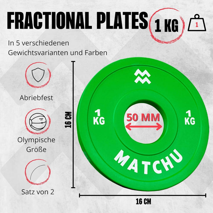 Matchu Sports | Fractional Plates | Mini Hantelscheiben | 0,25/0,5/1/1,5/2,5 KG | Satz mit 2 Stück |