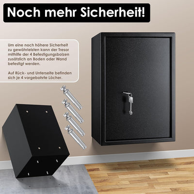 KESSER® Tresor Möbeltresor mit Doppelbartschloss, Safe Geldschrank Boden-Wandtresor Wandsafe 50x35x3