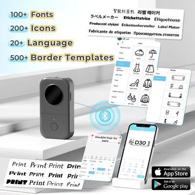 Phomemo D30 Bluetooth Etikettendrucker - Etikettiergerät Mini Beschriftungsgerät Selbstklebend Label