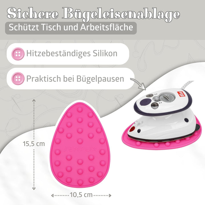 Semplix Bügelset 4-teilig mit Prym Mini-Dampfbügeleisen – Diamond Design mit Bügelunterlage, Silikon