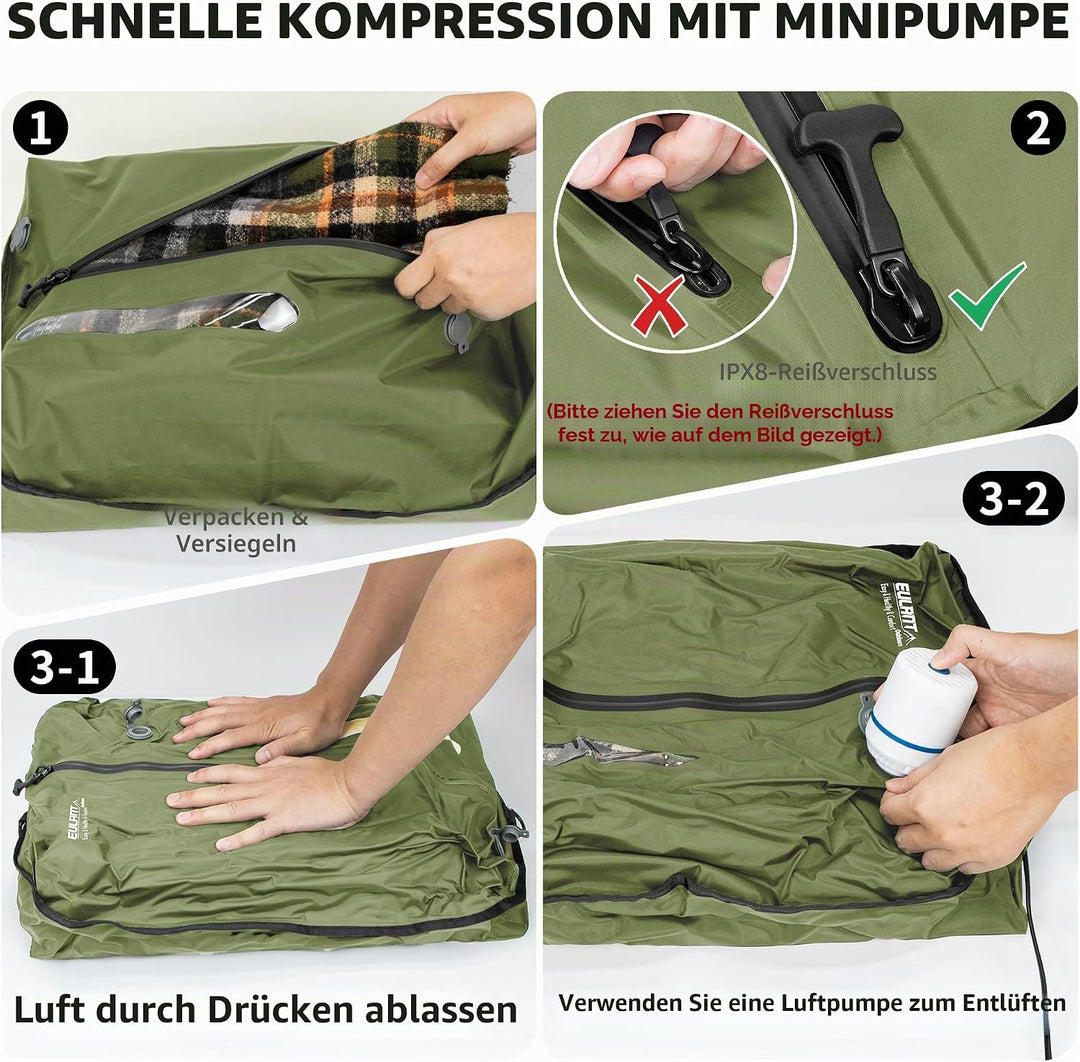 EULANT Vergrössert Vakuumbeutel für Reisen mit Pumpe, Wiederverwendbare Kompressionsbeutel für Koffe