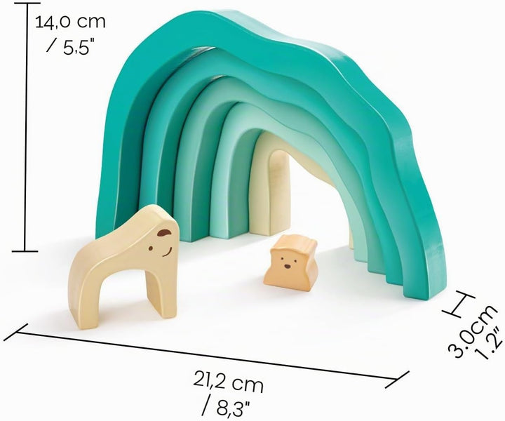 Hape Stapelblöcke Eisbären in der Arktis - Bogen aus Holz, Montessori Motorikspielzeug, buntes Holzb