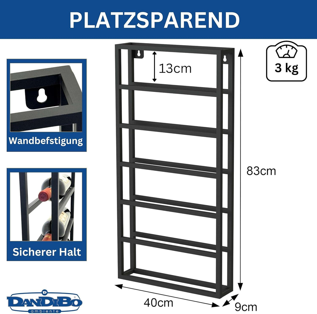DanDiBo Weinregal Wand Metall Schwarz Design 96603 Flaschenregal Weinflaschenhalter Weinhalter Flasc