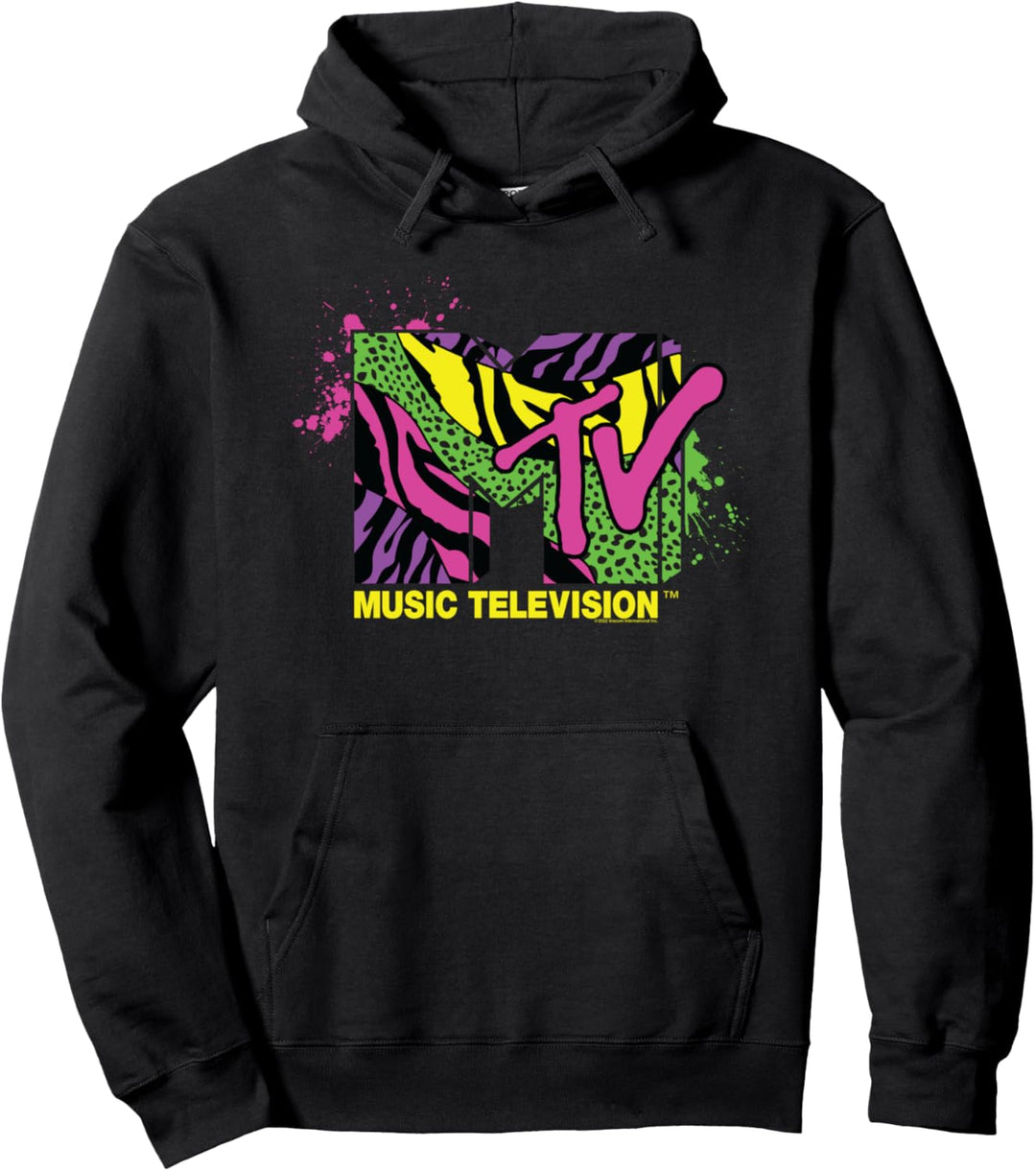 MTV Animal Print Logo Pullover Hoodie