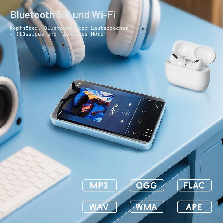 HIFI WALKER G7 MP3-Player mit Bluetooth & WLAN, Android 13, 144 GB Speicher, 3 GB RAM, 4-Zoll HD-Tou