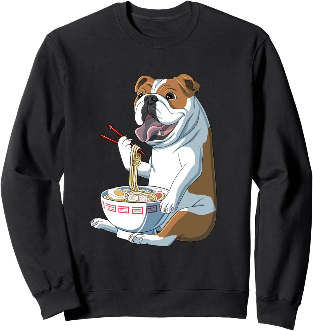 Lustiges japanischer Anime Ramen Hund Englische Bulldogge Sweatshirt