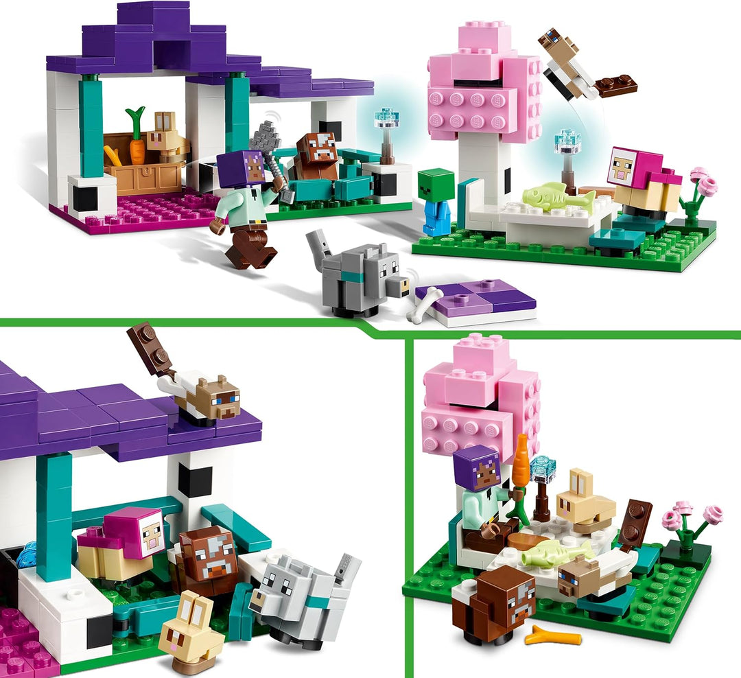 LEGO Minecraft Das Tierheim, Spielzeug mit vielen Tier-Figuren für Mädchen und Jungen ab 7 Jahren, G