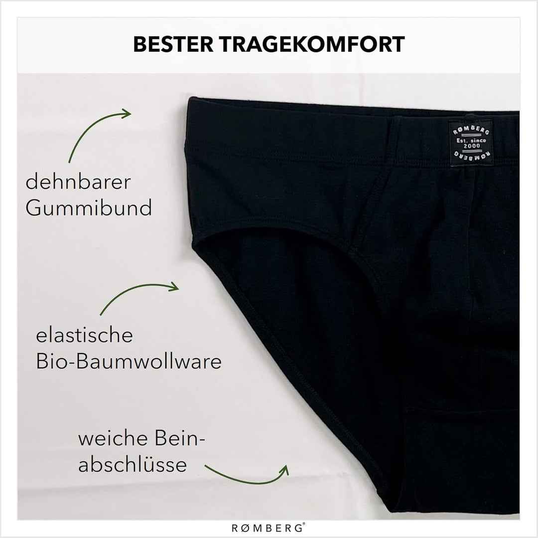 Romberg Herren Unterhose, klassischer Slip, 6er Pack aus nachhaltiger Bio-Baumwolle (GOTS Zertifizie