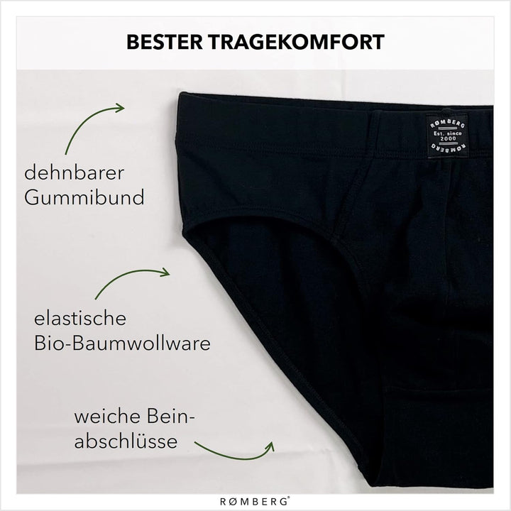 Romberg Herren Unterhose, klassischer Slip, 6er Pack aus nachhaltiger Bio-Baumwolle (GOTS Zertifizie
