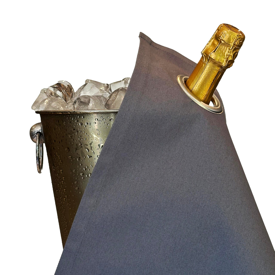 Classic Collection, Flaschentuch mit Metallring für Eiskübel, Baumwolle, 42 cm, Eckloch (Platin mit