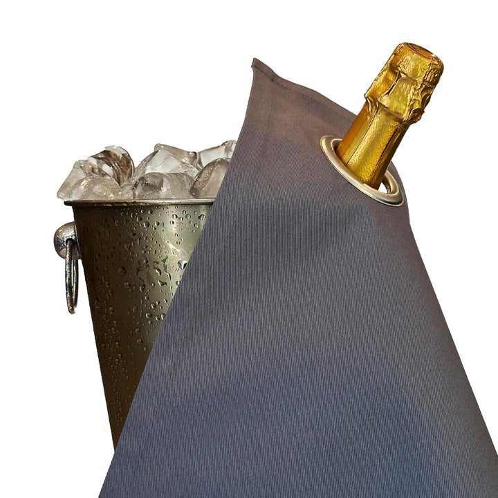 Classic Collection, Flaschentuch mit Metallring für Eiskübel, Baumwolle, 42 cm, Eckloch (Platin mit