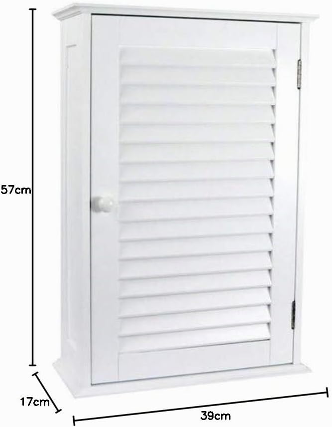 Bath Vida Badezimmerschrank, Einzeltür, Wandmontage, Weiss, Holz Einzeltür, Rollladen, Einzeltür, Ro