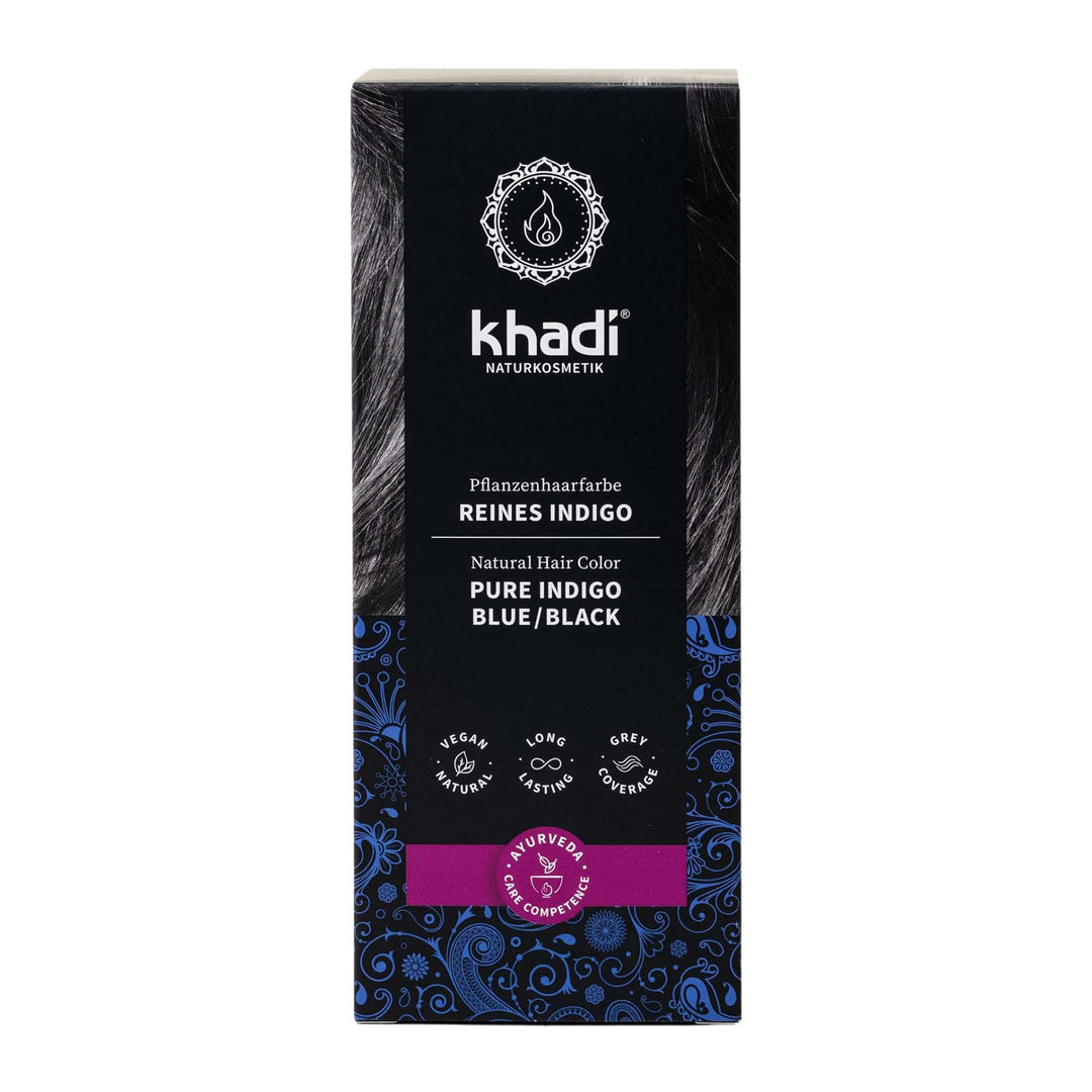 khadi REINES INDIGO Pflanzenhaarfarbe, Lässt Dein Haar in einem geheimnisvoll-tiefen Blauschwarz ers
