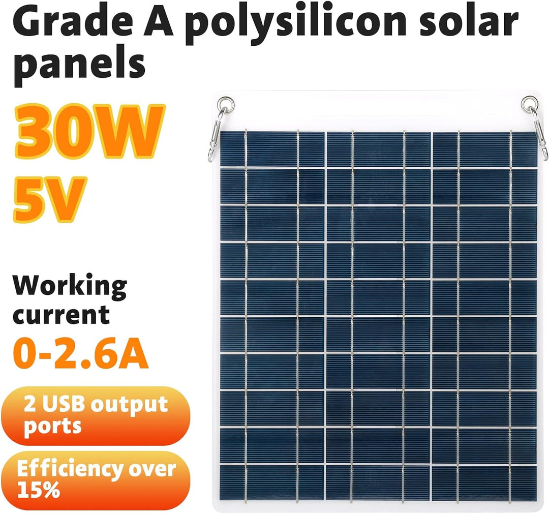 30W Solarpanel 5V Dual USB Tragbares Solarladegerät Outdoor Handy Ladegerät for Camping Wandern
