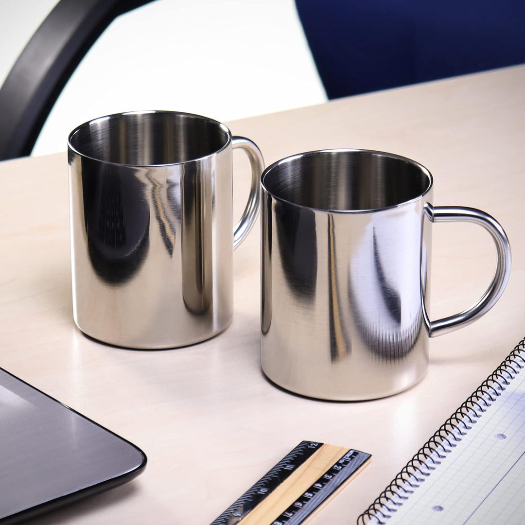 com-four® 2x Edelstahl Thermobecher - 400 ml je Becher - Isolierbecher doppelwandig - Kaffeetasse br