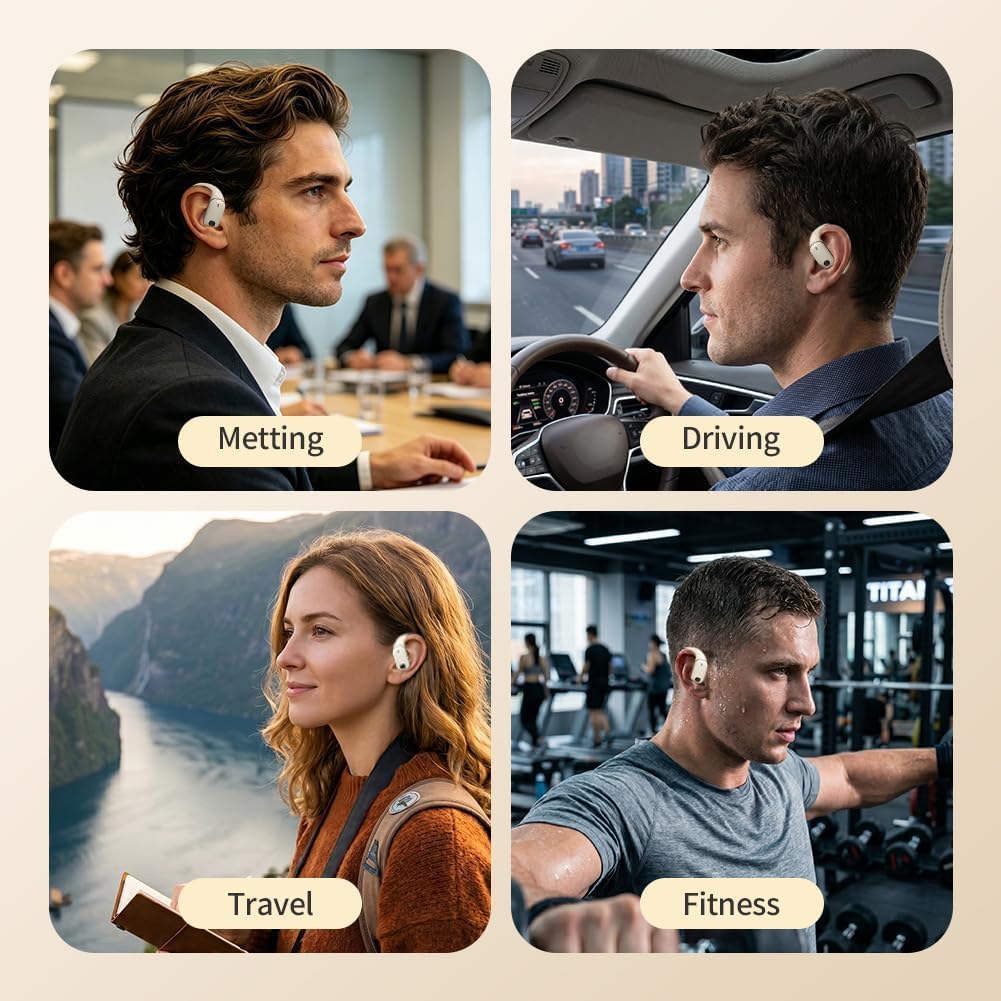 Open-Ear Bluetooth Kopfhörer, Bluetooth 6.0 Wireless Ohrhörer Sport mit LED-Anzeige, IPX6 Wasserdich