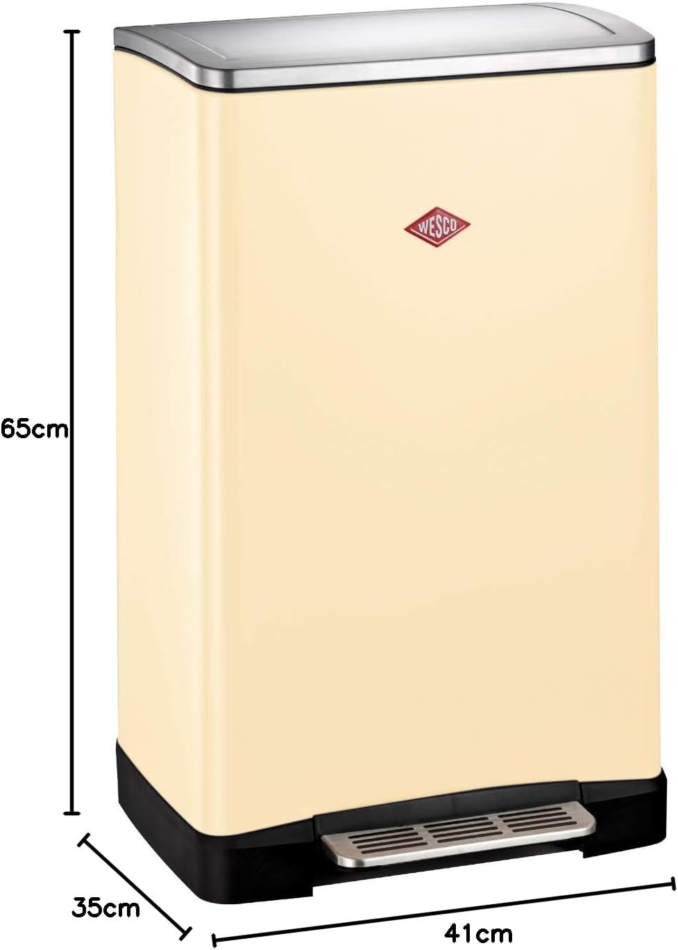 WESCO Big Double Boy, in der Farbe Mandel verfügt über zwei getrennte Mülleimer 41 x 35 x 65 cm, je