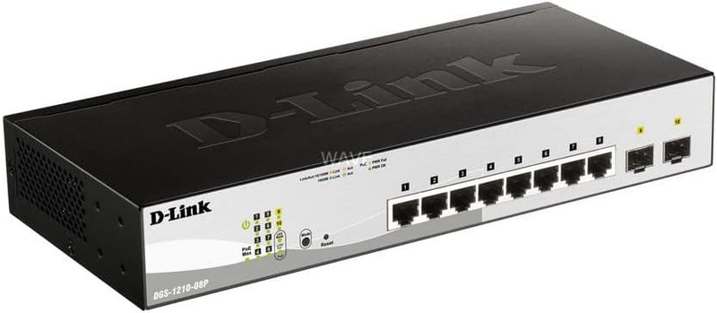 D-Link DGS-1210-08P Gigabit Smart Switch (8-Port, 2x SFP, 20 Gbit/s Schaltleistung) 10 Port|8x1G PoE