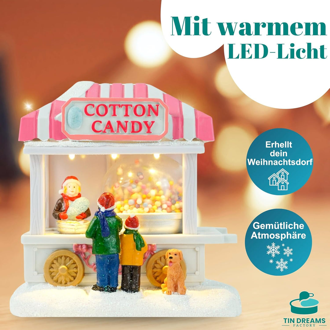 TIN Dreams Factory Weihnachtsdorf mit Beleuchtung, Beleuchtetes Zubehör, Kunstvolle Deko für Figuren