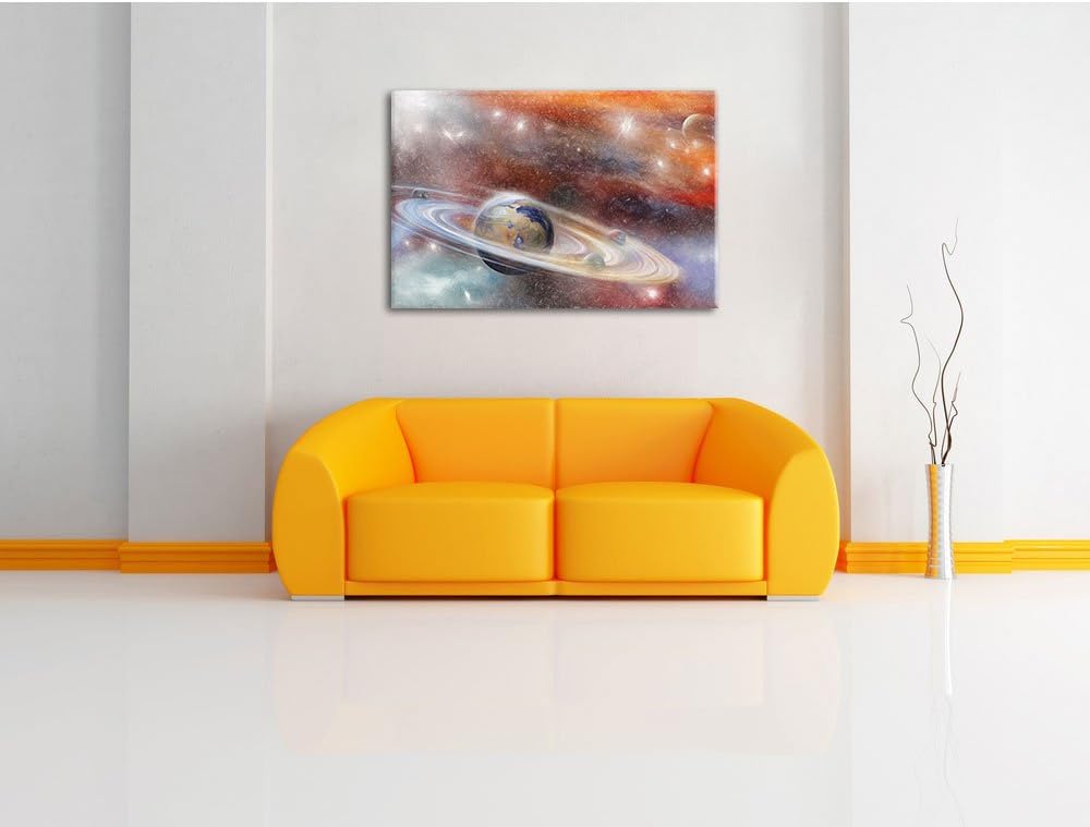 Pixxprint abstrakte Galaxie Kunst Buntstift Effekt, Format: 100x70 auf Leinwand, 100x70