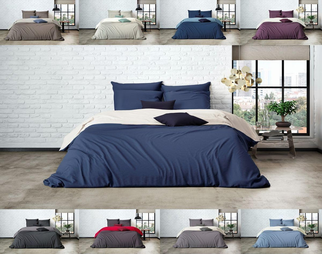 MISTRAL HOME Uni Einfarbig Wende Bettwäsche Edel Perkal 100% Ägyptische Baumwolle, Farbe:Pristine-Da
