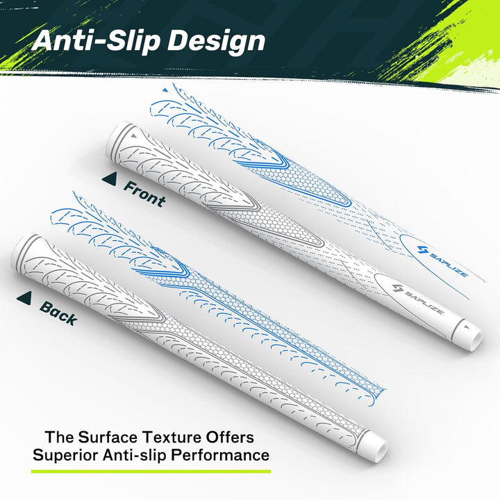 SAPLIZE Golfgriffe 13er-Set mit komplettem Regripping-Kit, Standard / Mittelklasse, Weiss / Grün / R